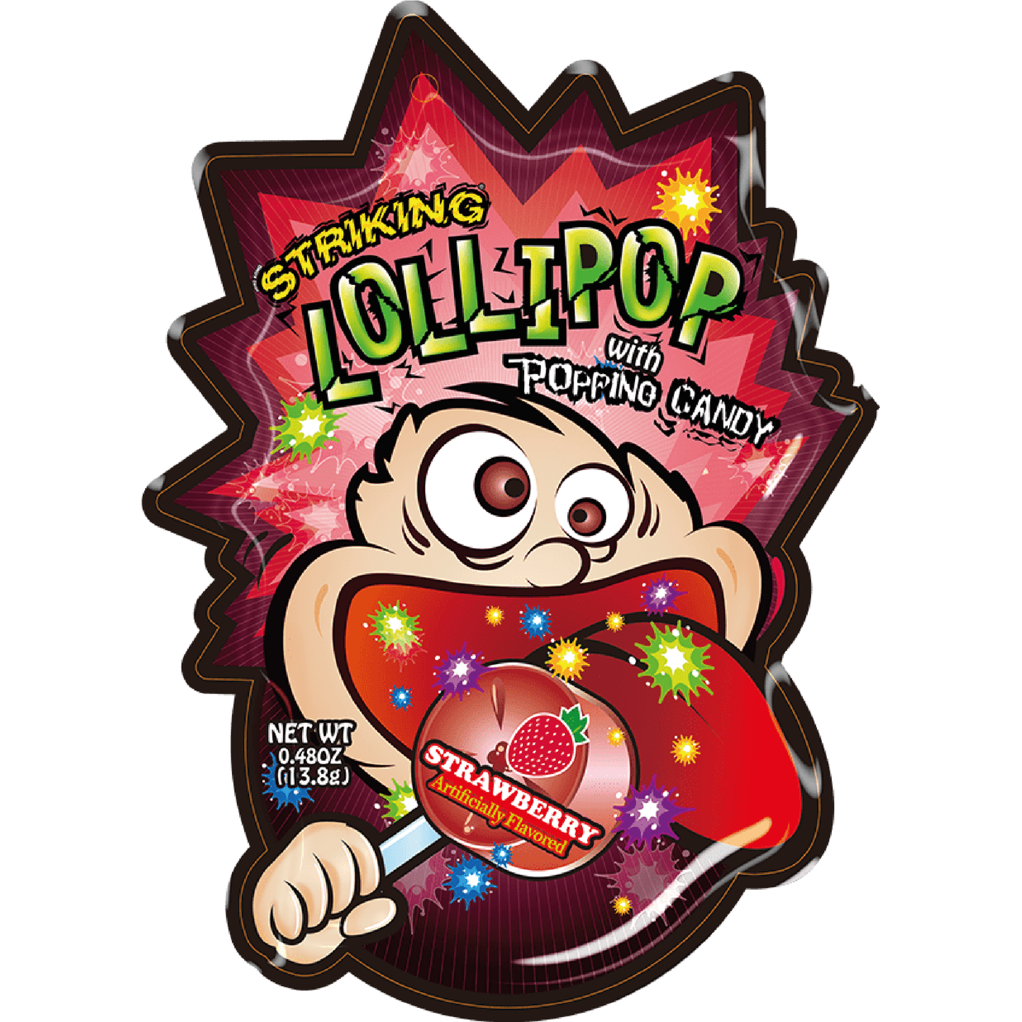 Striking Lollipop with Popping Candy Strawberry 13.8g