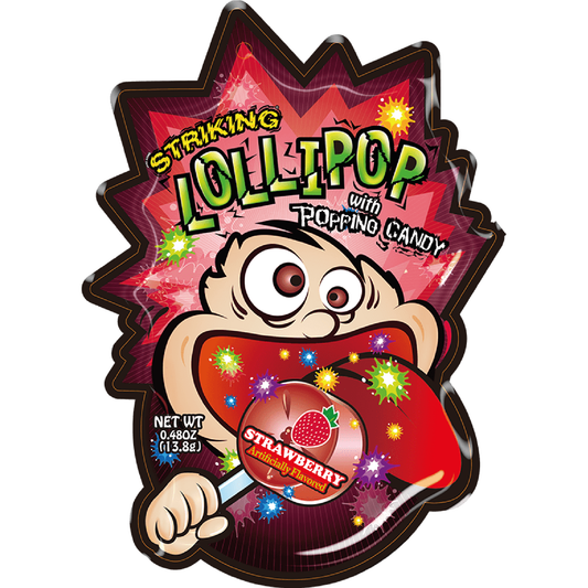 Striking Lollipop with Popping Candy Strawberry 13.8g